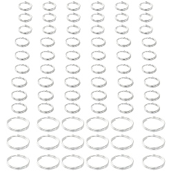 Silver 300Pcs 4 Style Iron Split Rings, Double Loops Jump Rings, Cadmium Free & Lead Free, Silver, 6~10x1.4mm, Inner Diameter: 5.3~8.6mm , Single Wire: 0.7mm, 21 Gauge, 75pcs/style