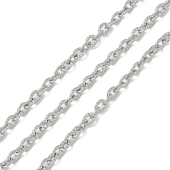 Нержавеющая Сталь Цвет Устойчивы к потускнению 304 текстурированные кабельные цепи из нержавеющей стали, с катушкой, несварные, овальные, цвет нержавеющей стали, 3x2.4x0.6 мм, около 65.61 футов (20 м) / рулон