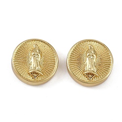 Настоящее золото 18K Латунные бусины, долговечный, без кадмия и без свинца, стойки покрытие, плоско-круглые, реальный 18 k позолоченный, 14.5~15x4.5~7 мм, отверстие : 1.5~1.6 мм