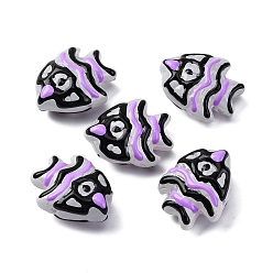 Лиловый Бусины лэмпворк , рыба, сирень, 18x22.5x10.5 мм, отверстие : 1.2 мм