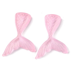 Pink Непрозрачные акриловый кабошоны, с блеском порошок, русалка хвост, розовые, 42.5x30x5.5 мм