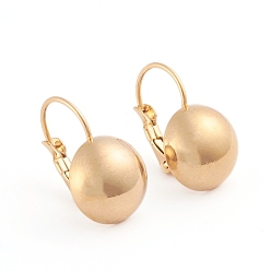 Golden 304 Stainless Steel Leverback Earrings, Half Round, Golden, 19x14.5mm, Half Round: 12mm, Pin: 0.7mm, 12pairs/board