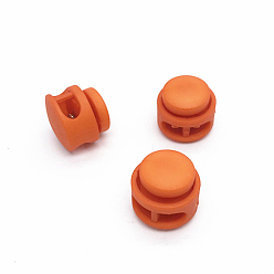 Coral Nylon Cord Locks Clip Ends, Double Hole Drawstring Stopper Fastener Buttons, Coral, 1.7cm, Hole: 6mm