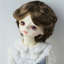 Camel Imitation Mohair Doll Curly Wig Hair, for 1/3 DIY Boy BJD Makings Accessories, Camel, fit for 8~9 inch(20.32~22.86cm) head circumference