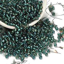(270) Inside Color Crystal/Prairie Green Lined Тохо 6/0 круглые бусины, японский бисер, (270) внутри цветной кристалл / зеленый прерии на подкладке, 4 мм, отверстие : 1.5 мм, Около 168 шт / 10 г