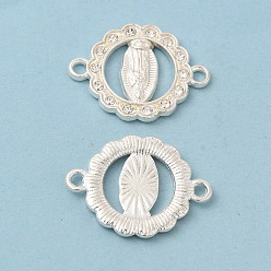 Silver Flat Round Alloy Connector Charms, Religion Virgin Mary Links, with Crystal Rhinestone, Nickel, Silver, 20x17x2mm, Hole: 1.6mm