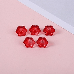 Red Glass Beads, Lily Flower, Red, 12x8mm, Hole: 1.4mm