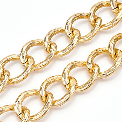 Light Gold Aluminum Curb Chains, Twist Link Chains, Unwelded, Light Gold, 30x23x5mm