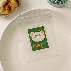 Медведь Прозрачные прямоугольные пластиковые пакеты с застежкой-молнией для ювелирных изделий, многоразовые упаковочные пакеты, верхнего уплотнения, антиокислительные самозапечатывающиеся пакеты, медведь, 12x8 см
