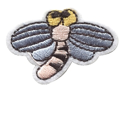 Light Steel Blue Dragonfly Appliques, Insect Computerized Embroidery Cloth Iron on Patches, Costume Accessories, Light Steel Blue, 40x30mm