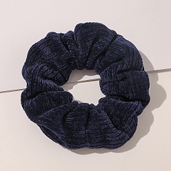 Prussian Blue Solid Color Cloth Elastic Hair Accessories, for Girls or Women, Scrunchie/Scrunchy Hair Ties, Prussian Blue, 40x100mm