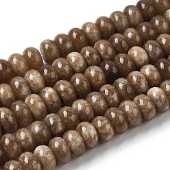 Кокосово-Коричневый Окрашенные природные белый нефрит бисер пряди, рондель, кокосового коричневый, 10x6 мм, отверстие : 1.2 мм, около 63 шт / нитка, 14.88'' (37.8 см)