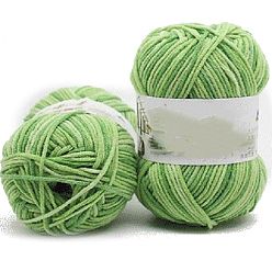 Green Yellow 5-Ply Segment Dyed Milk Cotton Yarn, for Knitting Hat Blanket Scarf Clothes, Green Yellow, 2.5mm, 50g/skein