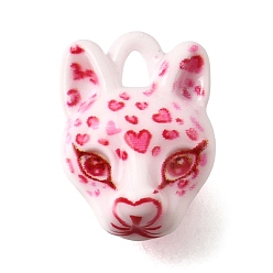 Pink Подвески из эмали и сплава, леопардовые прелести, розовые, 15.5x11.5x9 мм, отверстие : 2.5x2 мм