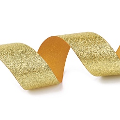 Gold Sparkle Polyester Ribbons, Glitter Ribbon, Gold, 1-1/2 inch(38mm), about 50yards/roll(45.72m/roll)