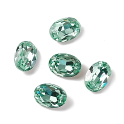 Light Azore Glass Rhinestone Cabochons, Pointed Back & Back Plated, Oval, Light Azore, 14x10x5.5mm