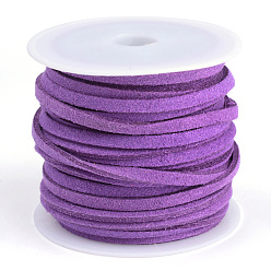 Dark Orchid Faux Suede Cord, Faux Suede Lace, Dark Orchid, 3x1.5mm, about 5.46 yards(5m)/roll, 25rolls/bag