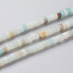 Flower Amazonite Natural Flower Amazonite Beads Strands, Heishi Beads, Flat Round/Disc, 4x2mm, Hole: 0.7mm, about 151~154pcs/Strand, 15.35 inch~15.55 inch(39cm)