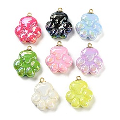Mixed Color Opaque Acrylic Pendants, AB Color, Cat Paw, Mixed Color, 31.5x26.5x16mm, Hole: 1.8mm