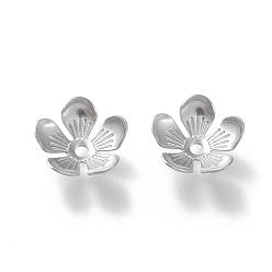 Stainless Steel Color 304 Stainless Steel Bead Caps, 5-Petal, Flower, Stainless Steel Color, 11x11x3mm, Hole: 1.6mm