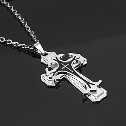 Black sends a cross chain. Gold Cross Pendant Necklace Punk Style Dragon Bone Chain Polished