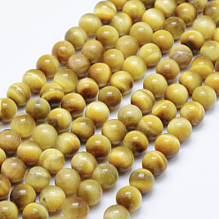 Tiger Eye Natural Tiger Eye Beads Strands, Round, 8mm, Hole: 1mm, about 47~48pcs/strand, 15.5 inch(39.5cm)