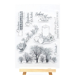 Clear Christmas Theme Plastic Stamps, for DIY Scrapbooking, Photo Album Decorative, Cards Making, Clear, 160x110mm