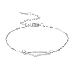 Нержавеющая Сталь Цвет 304 из нержавеющей стали ссылка браслеты, браслеты-цепочки для женщин, гора, цвет нержавеющей стали, 6-3/4 дюйм (17 см)