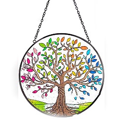 Colorful Acrylic Tree of Life Hanging Ornament, for Home Window Wall Home Decoration, Colorful, 160mm