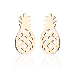 Ананас 304 из нержавеющей стали серьги, золотые, ананас, 9x6 мм