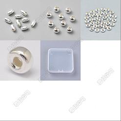 Серебро 40 шт. 4 стили 925 бусины из стерлингового серебра, разнообразные, серебряные, 3~6x2.5~4 мм, отверстие : 1~1.6 мм, 10 шт / стиль