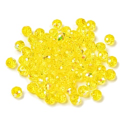 Yellow Electroplate Glass Beads, Rondelle, Yellow, 6x4mm, Hole: 1.4mm, 100pcs/bag