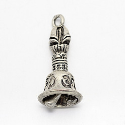 Antique Silver Tibetan Brass Beads, Dorje Vajra with Bell for Buddha Jewelry, Antique Silver, 36~38x15mm, Hole: 2.5mm