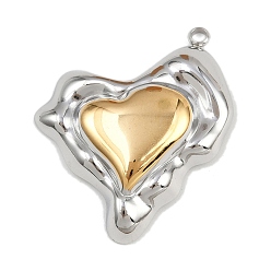 Золотой & Цвет Нержавеющей Стали 304 подвески из нержавеющей стали, ионное покрытие (ip), шарма сердца, золотые и нержавеющая сталь цвет, 40x34.5x6.5 мм, отверстие : 2.5 мм