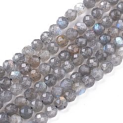 Rainbow Moonstone Natural Rainbow Moonstone Beads Strands, Round, Faceted, 4mm, Hole: 0.7mm, about 90~100pcs/strand, 15.35 inch(39cm)