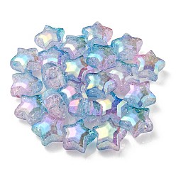 Medium Purple UV Plating Transparent Crackle Acrylic Beads, Gradient Color, Star, Medium Purple, 20x21.5x13mm, Hole: 3mm