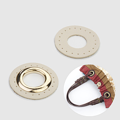 Light Gold Imitation PU Leather Eeyelet Patch, for Bag Accessories, Light Gold, 4.6cm, Hole: 20mm, 2pcs/set