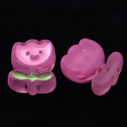 Hot Pink Transparent Acrylic Beads, with Enamel, Frosted, Tulip Flower, Hot Pink, 24.5x20x9mm, Hole: 3mm