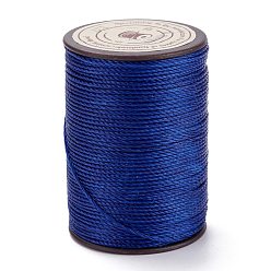 Dark Blue Round Waxed Polyester Thread String, Micro Macrame Cord, Twisted Cord, for Leather Sewing Stitching, Dark Blue, 0.8mm, about 54.68 Yards(50m)/Roll