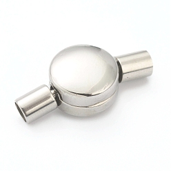 Stainless Steel Color 304 Stainless Steel European Style Clasps, Curved Flat Round, Stainless Steel Color, 20x10x6.5mm, Hole: 3mm