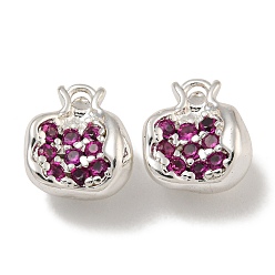 Фуксиновый Латунные микропаве прозрачные кубические циркониевые подвески, платина, овальные, красно-фиолетовые, 10.5x9.5x6.5 мм, отверстие : 1.5 мм