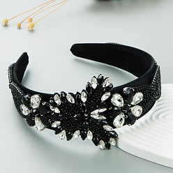 black Baroque Crystal Butterfly Headband for Women - Vintage Wide Brim Hair Accessories with Glamorous Sparkle