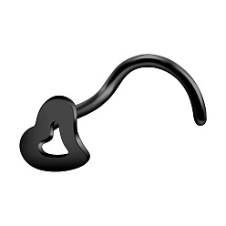 Черный 316l Хирургические кольца для носа из нержавеющей стали в форме сердца и рыбьего хвоста, чёрные, 9x5 мм, штифты : 0.8 мм