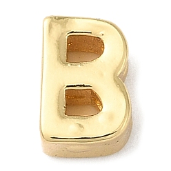 Letter B Rack Plating Brass Slide Charms, Cadmium Free & Lead Free, Real 18K Gold Plated, Letter, Letter B, 7.5x5x3.5mm, Hole: 1.4mm