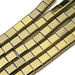 Dark Goldenrod Electroplated Non-magnetic Synthetic Hematite Beads Strands, Square, 2-Hole, Dark Goldenrod, 6x6x3mm, Hole: 1.2mm, about 69pcs/strand, 15.55 inch(39.5cm)