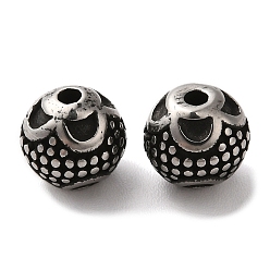 Antique Silver 304 Stainless Steel Beads, Round, Antique Silver, 8mm, Hole: 1.6mm