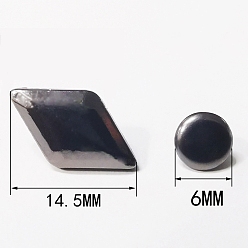 Gunmetal Alloy Collision Rivets, for Clothes Bag Shoes Leather Craft, Rhombus, Gunmetal, 14.5x8.5x4mm