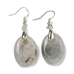 Лабрадорита Серьги-подвески из латуни с овальным покрытием, с натуральным лабрадорита, без кадмия и без свинца, 51x18 мм