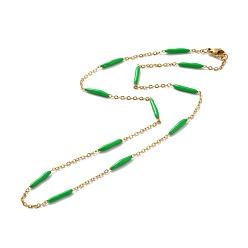 Весенне-зеленый Колье с цепочкой из эмалевых звеньев, с ионным покрытием (ip) 304 бордюрные цепи из нержавеющей стали для женщин, золотые, весенний зеленый, 17.72 дюйм (45 см)