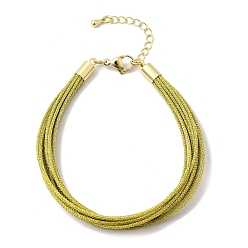 Темный Хаки Женские полиэстеровые браслеты, многожильных браслеты, золотые, Темный хаки, 7.24 дюйм (18.4 см)